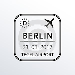 Berlin passport stamp. Germany airport visa stamp or immigration sign. Custom control cachet. Vector illustration. photo